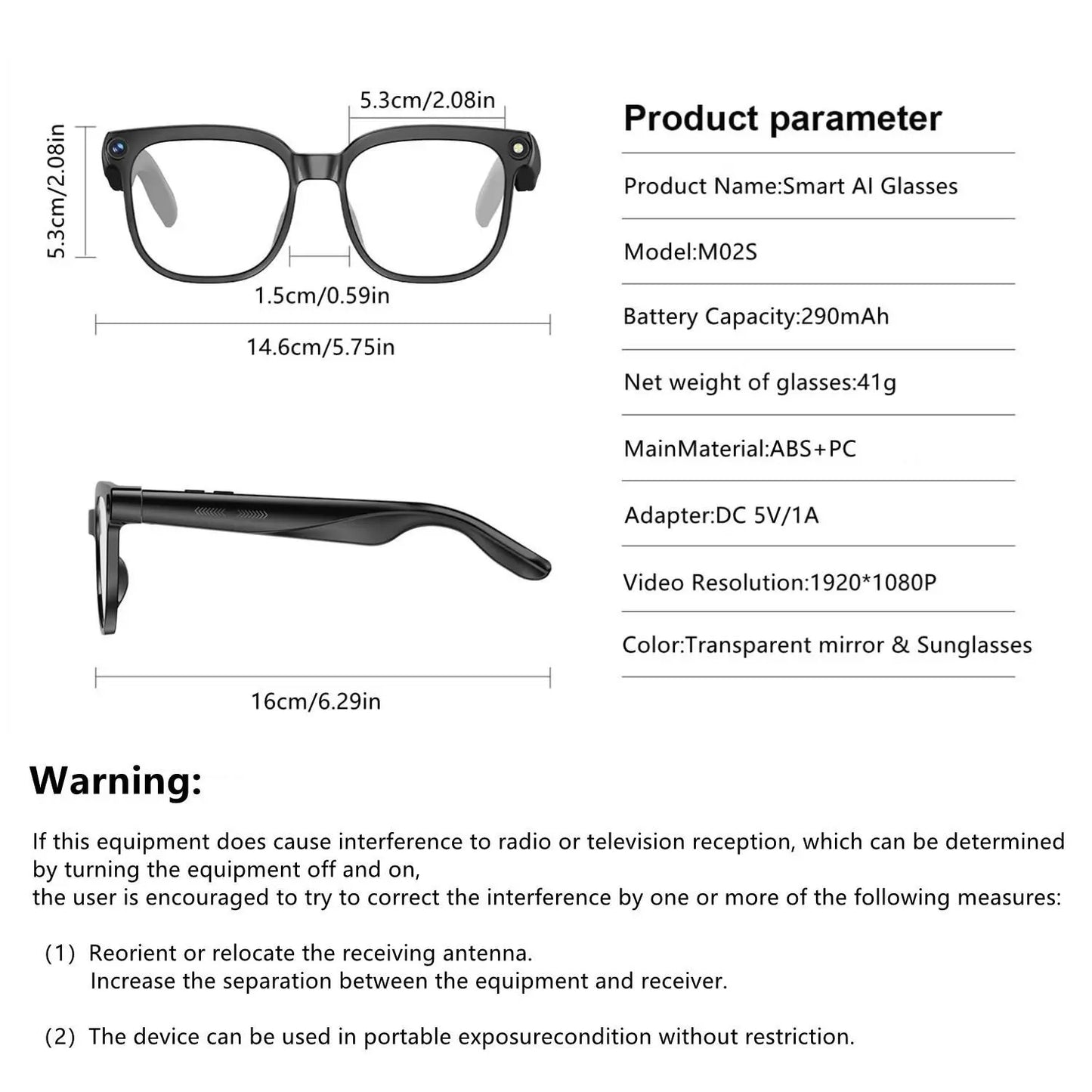 Smart AI Glasses with Camera, 8MP HD Camera, 1080P Video Recording, Real Time Translation, Voice Assistant, Wireless Eyewear for Travel/Meetings/Vlog, Multifunctional Smart Glasses