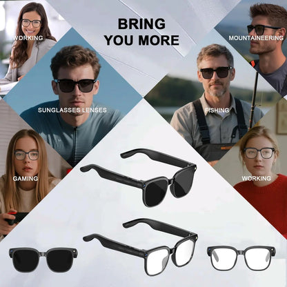 Smart AI Glasses with Camera, 8MP HD Camera, 1080P Video Recording, Real Time Translation, Voice Assistant, Wireless Eyewear for Travel/Meetings/Vlog, Multifunctional Smart Glasses